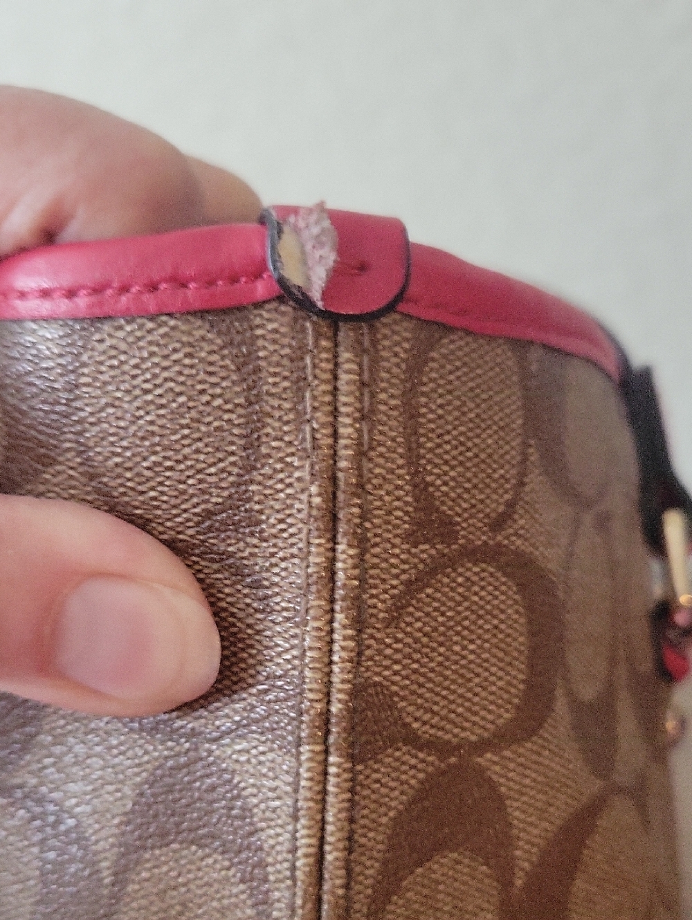 Coach Signature Canvas Tote with Pink Trim - Picture 6 of 9